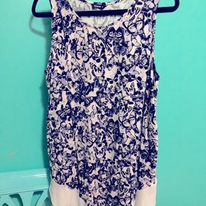 Size 16 Butterfly Print with White Trim